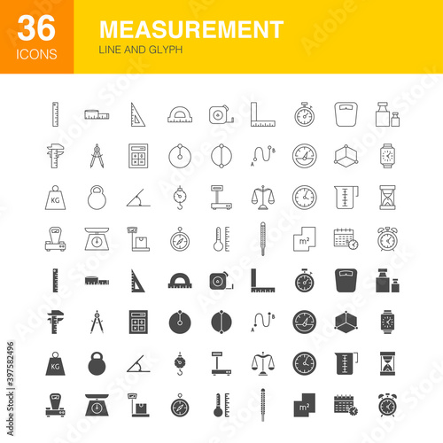 Measurement Line Web Glyph Icons