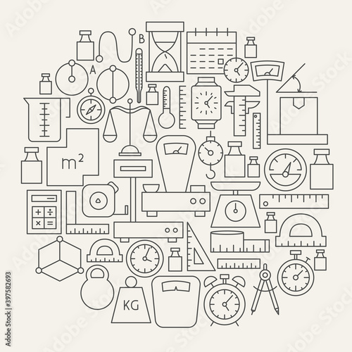 Measurement Line Icons Circle