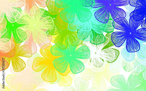 Light Multicolor vector doodle pattern with flowers