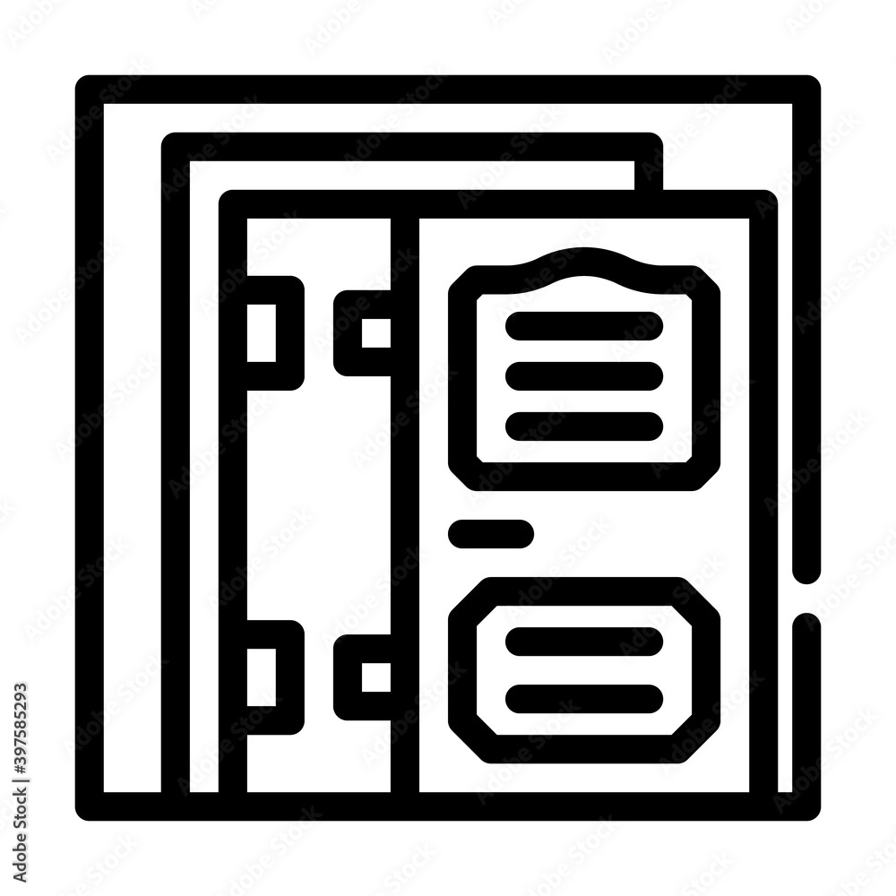 door installation line icon vector illustration black door installation line icon vector illustration black