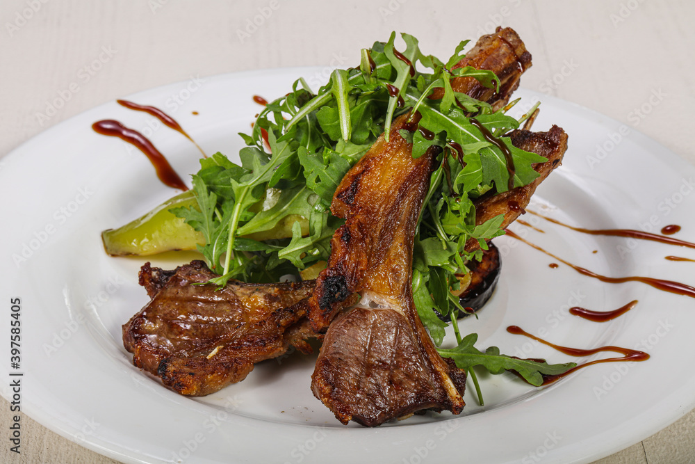 Grilled rack of lamb barbeque Grilled rack of lamb barbeque