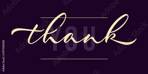 Thank you - isolated inscription with font design on dark background. Hand lettering. Vector.