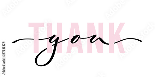 Thank you - isolated inscription with font on white background. Hand lettering. Vector.