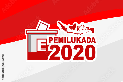 Translation: 2020 Simultaneous local elections. Electing regents, mayors and governors in several regions in Indonesia vector illustration. 