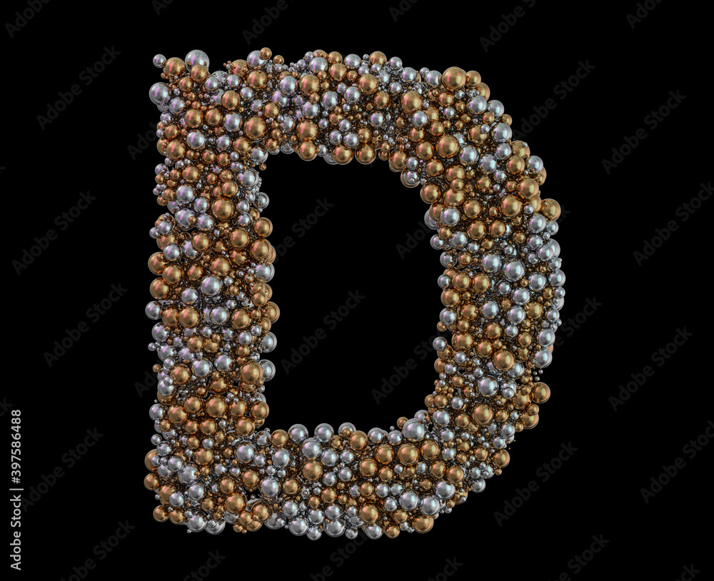 Light gold letter D on the background. 3D Light gold letter D on the background. 3D