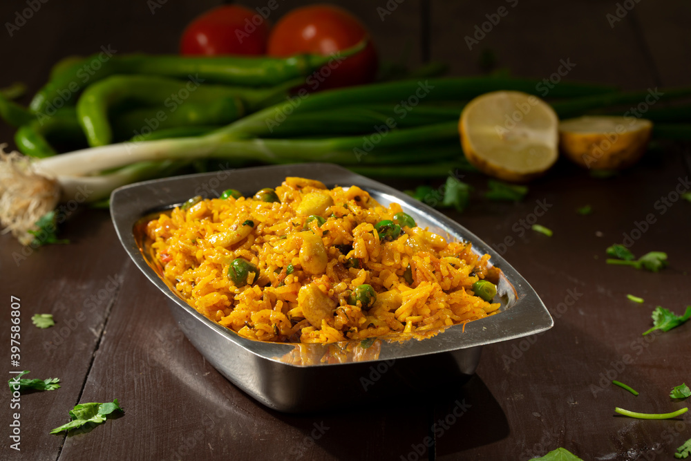 Indian Cuisine Food Kashmiri Pulao is A Delicious Rice Preparation Where Rice is Cooked in Milk and is Loaded With Dry Fruits And Vegetables Indian Cuisine Food Kashmiri Pulao is A Delicious Rice Preparation Where Rice is Cooked in Milk and is Loaded With Dry Fruits And Vegetables