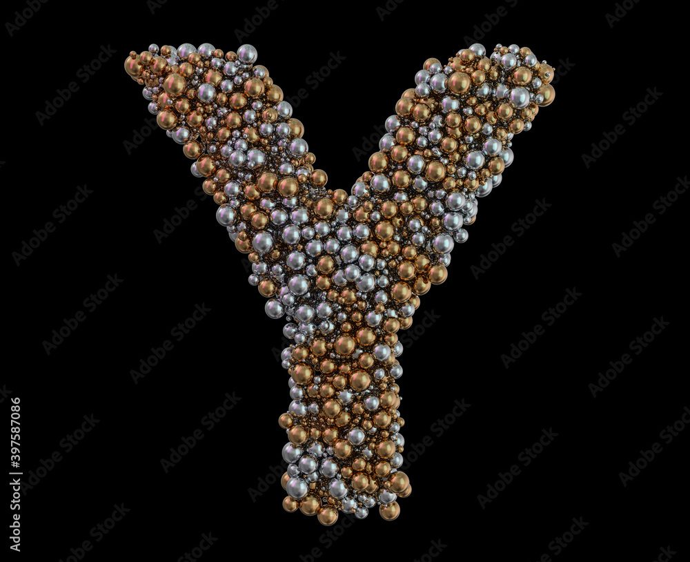 Light gold letter Y on the background. 3D Light gold letter Y on the background. 3D