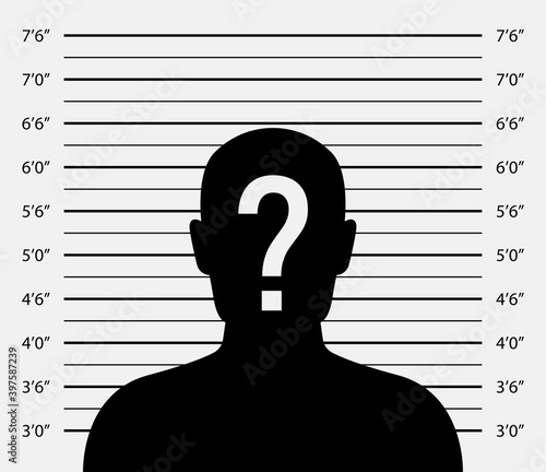 Police lineup or mugshot of anonymous male silhouette