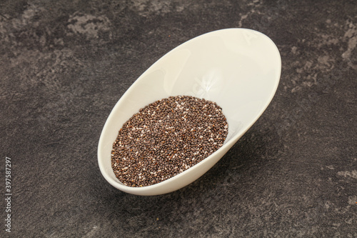 Seasoning chia seeds in the bowl