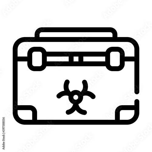 disposal box for biomaterials, needles and syringes line icon vector illustration