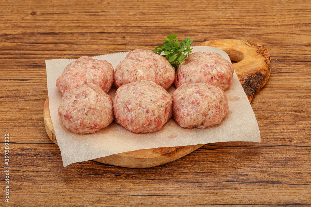 Raw turkey meatball for cooking Raw turkey meatball for cooking