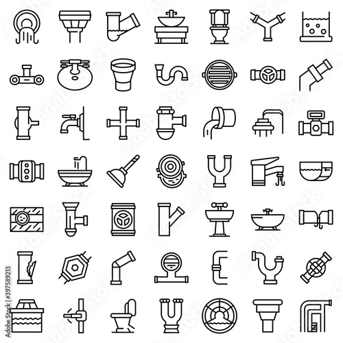 Sewerage icons set. Outline set of sewerage vector icons for web design isolated on white background
