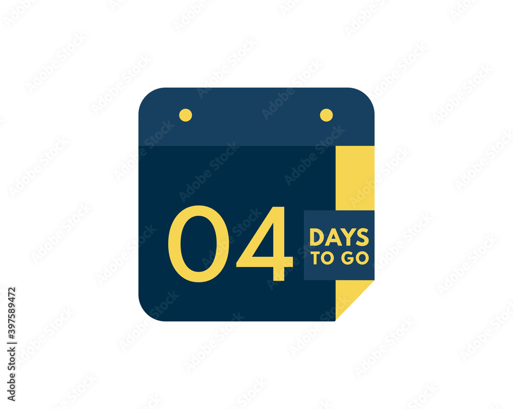 Fototapeta premium 4 days to go calendar icon on white background, 4 days countdown, Countdown left days banner image