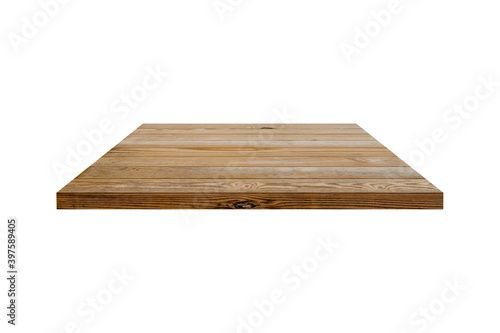 Wood shelf isolated on white background with clipping path.
