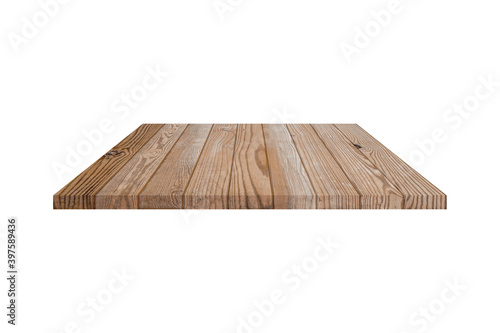 Wood shelf isolated on white background with clipping path.