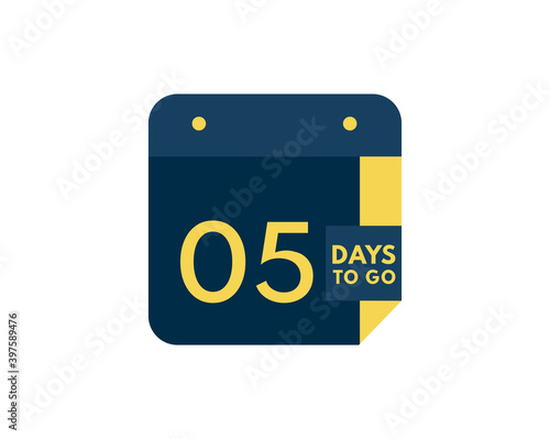 5 days to go calendar icon on white background, 5 days countdown, Countdown left days banner image