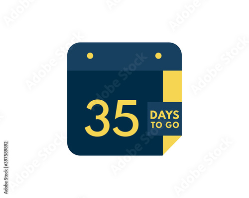 35 days to go calendar icon on white background, 35 days countdown, Countdown left days banner image