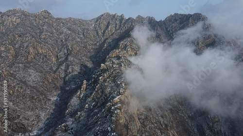 Aerial photography of the snow scene in the suburbs of Beijing