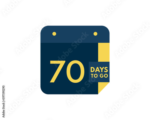 70 days to go calendar icon on white background, 70 days countdown, Countdown left days banner image