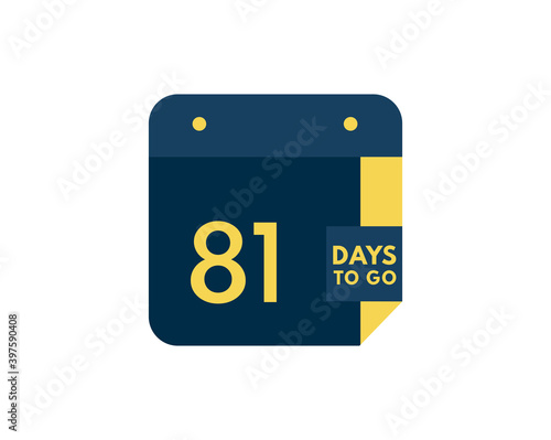 81 days to go calendar icon on white background, 81 days countdown, Countdown left days banner image