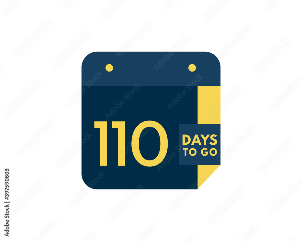 110 days to go calendar icon on white background, 110 days countdown, Countdown left days banner image 110 days to go calendar icon on white background, 110 days countdown, Countdown left days banner image