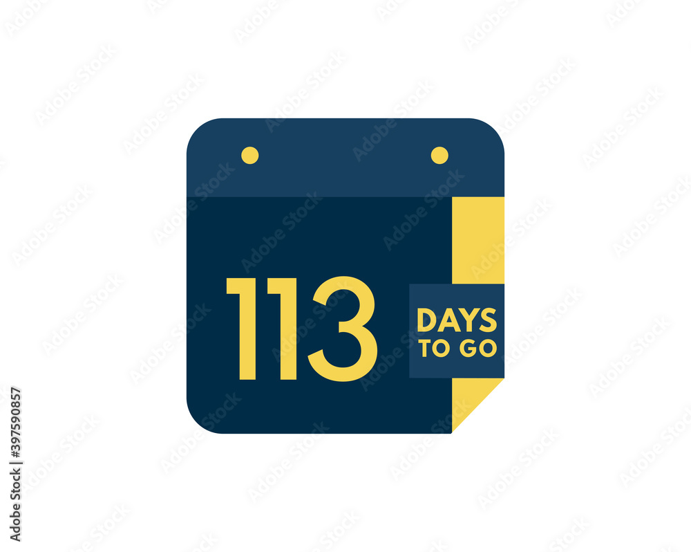 113 days to go calendar icon on white background, 113 days countdown, Countdown left days banner image 113 days to go calendar icon on white background, 113 days countdown, Countdown left days banner image