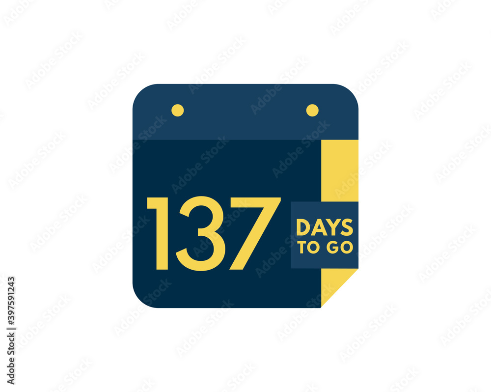 Fototapeta premium 137 days to go calendar icon on white background, 137 days countdown, Countdown left days banner image