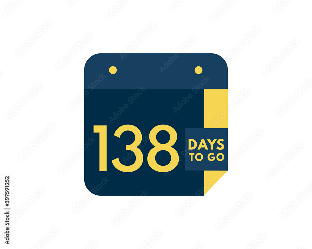 138 days to go calendar icon on white background, 138 days countdown, Countdown left days banner image 138 days to go calendar icon on white background, 138 days countdown, Countdown left days banner image