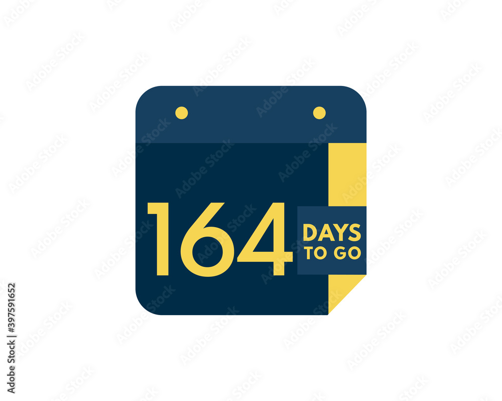 164 days to go calendar icon on white background, 164 days countdown, Countdown left days banner image 164 days to go calendar icon on white background, 164 days countdown, Countdown left days banner image
