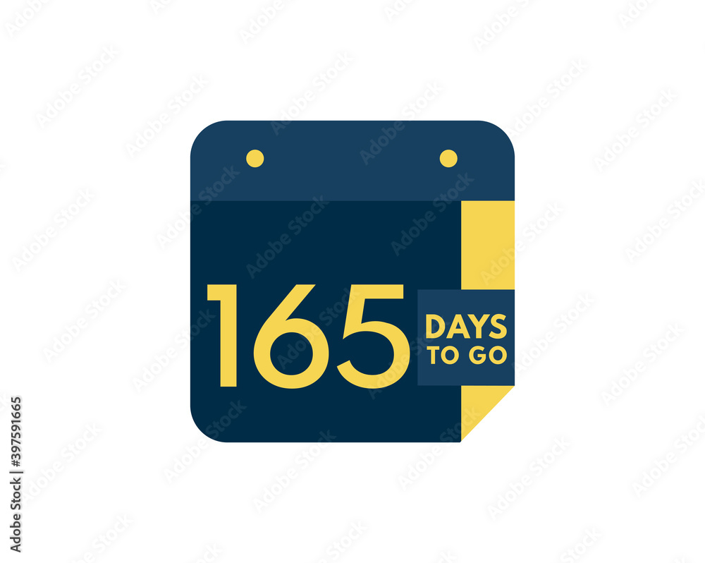 165 days to go calendar icon on white background, 165 days countdown, Countdown left days banner image 165 days to go calendar icon on white background, 165 days countdown, Countdown left days banner image
