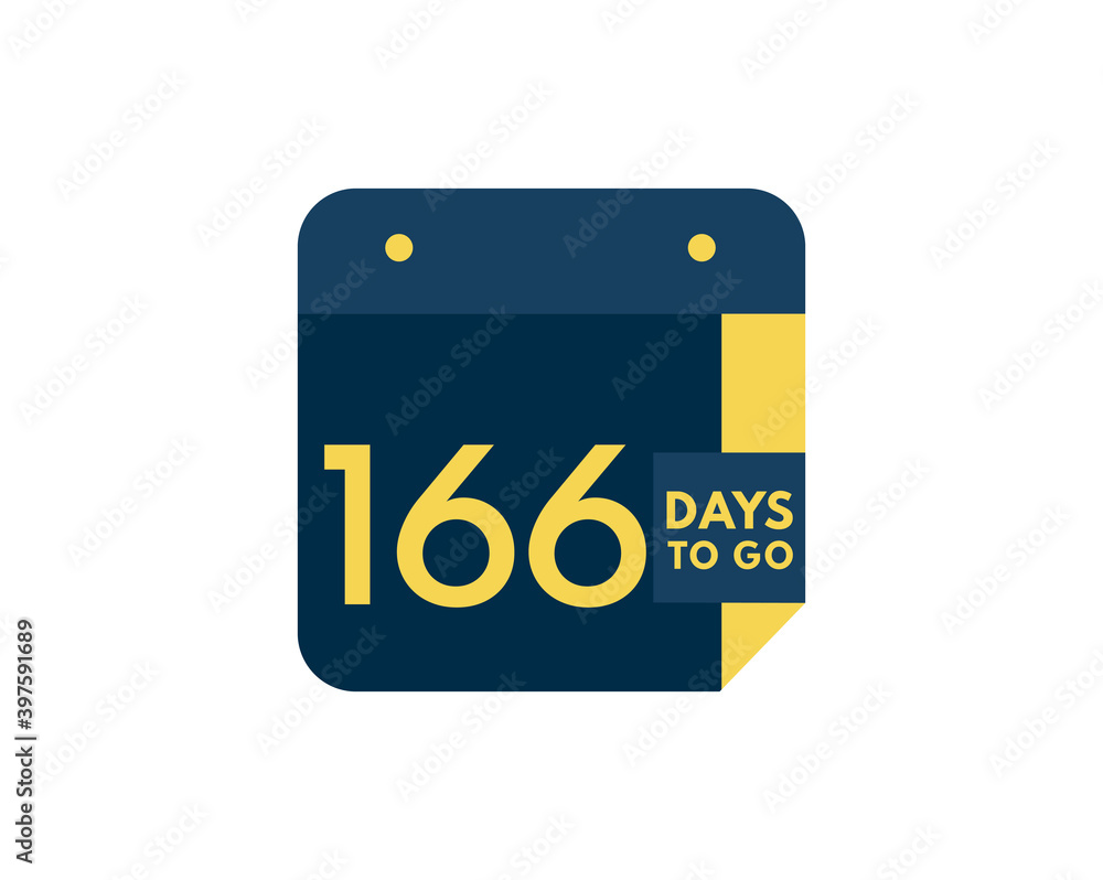 166 days to go calendar icon on white background, 166 days countdown, Countdown left days banner image 166 days to go calendar icon on white background, 166 days countdown, Countdown left days banner image