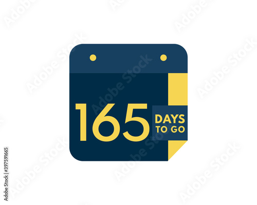 165 days to go calendar icon on white background, 165 days countdown, Countdown left days banner image