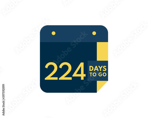 224 days to go calendar icon on white background, 224 days countdown, Countdown left days banner image