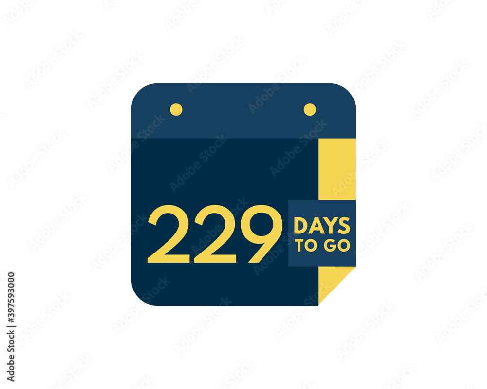 229 days to go calendar icon on white background, 229 days countdown, Countdown left days banner image 229 days to go calendar icon on white background, 229 days countdown, Countdown left days banner image