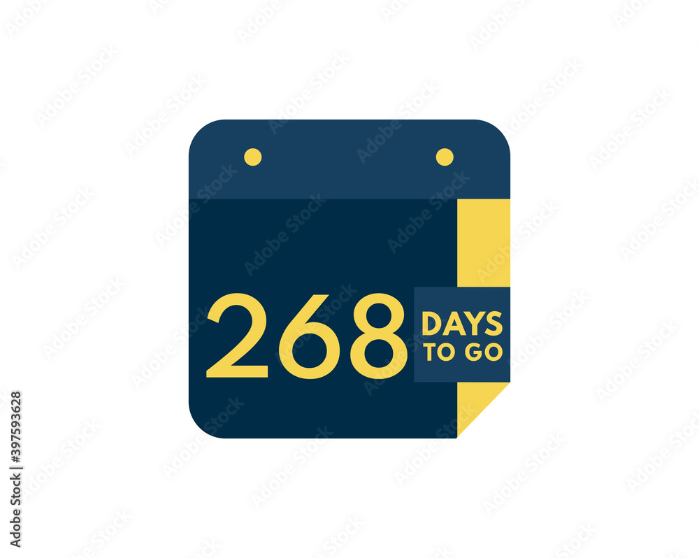 268 days to go calendar icon on white background, 268 days countdown, Countdown left days banner image 268 days to go calendar icon on white background, 268 days countdown, Countdown left days banner image