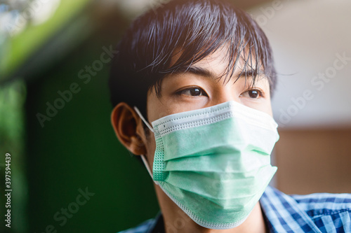 Health protection, safety covid19.Close up asian boy in protective medical mask.Asian preteen tween teen boy student wearing mask to go outdoor.Handsome asian man.High school reopen,Healthcare people.