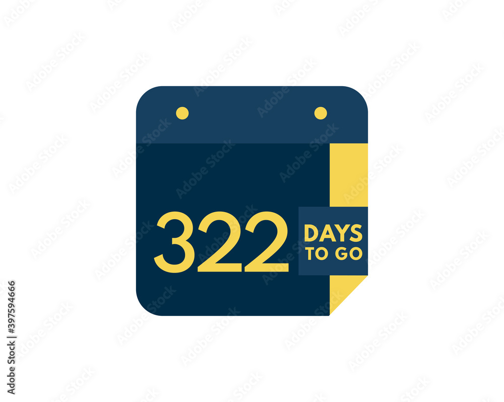 322 days to go calendar icon on white background, 322 days countdown, Countdown left days banner image 322 days to go calendar icon on white background, 322 days countdown, Countdown left days banner image