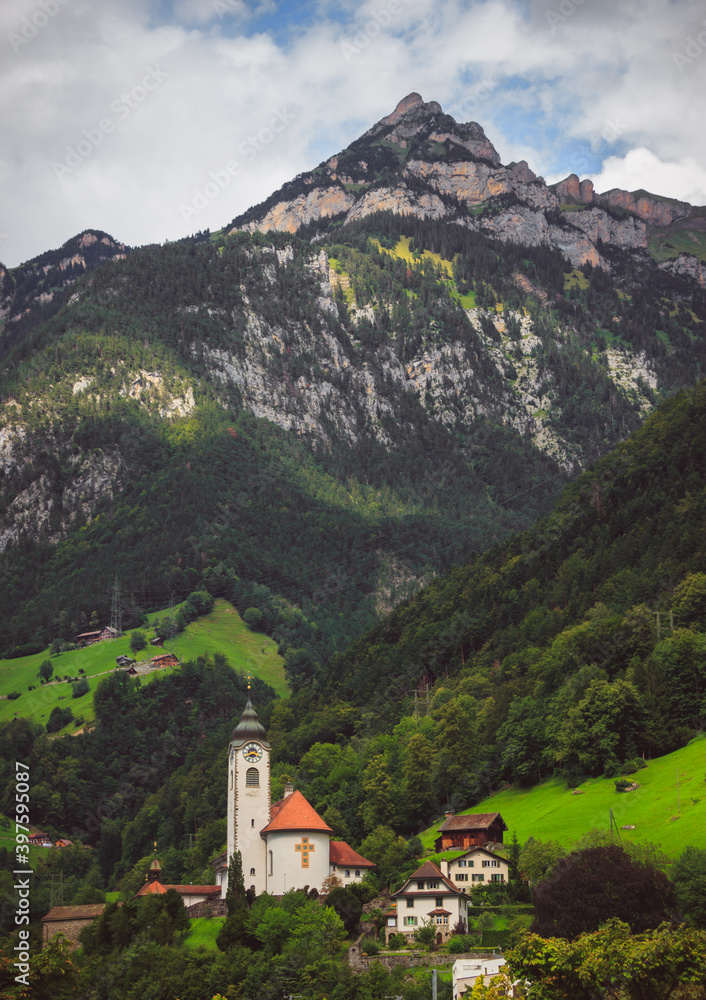 church in the swiss alps