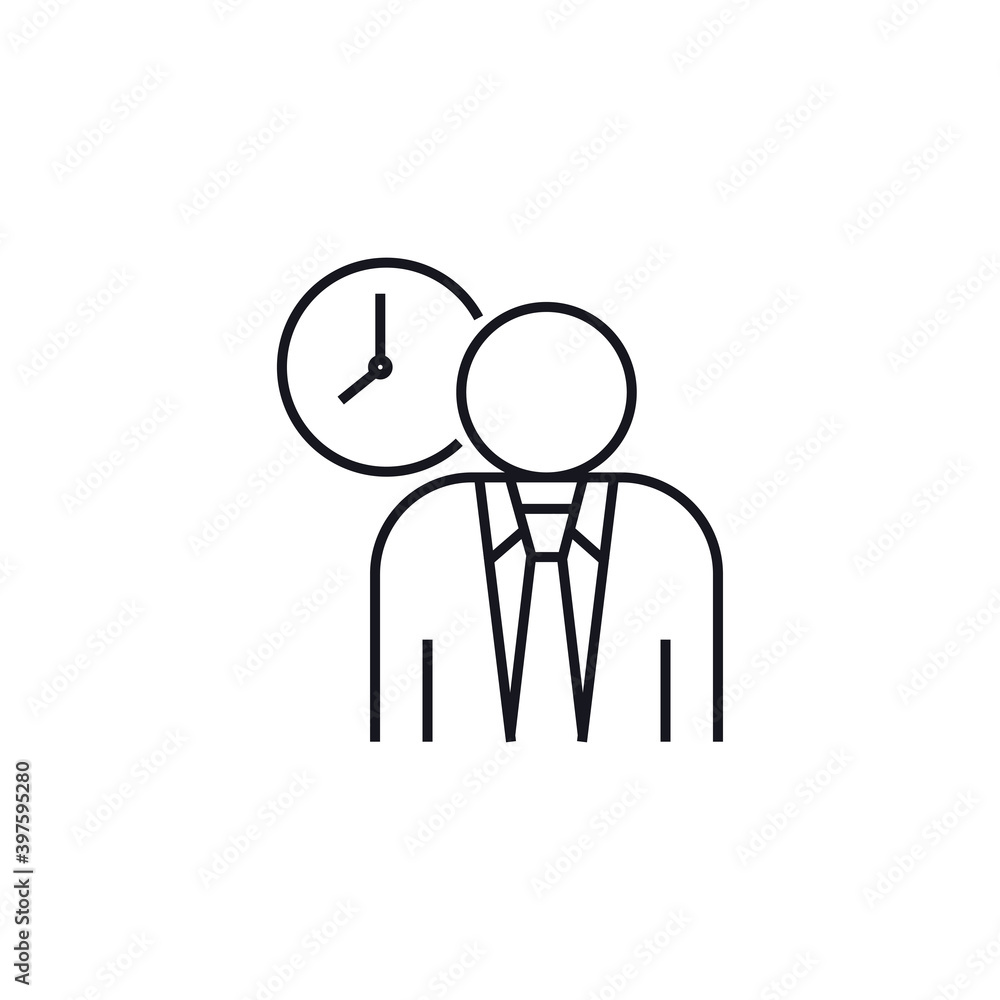 Person with clock icon. Deadline symbol modern, simple, vector, icon for website design, mobile app, ui. Vector Illustration Person with clock icon. Deadline symbol modern, simple, vector, icon for website design, mobile app, ui. Vector Illustration
