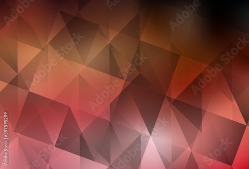 Light Red, Yellow vector polygon abstract backdrop.