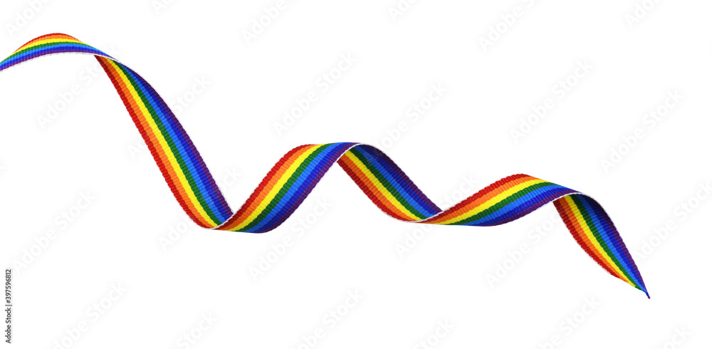 Fototapeta premium Waved colorful ribbon isolated on white background