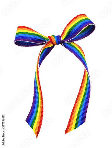 Rainbow ribbon bow isolated...