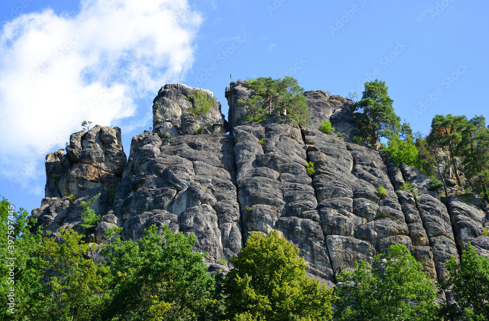 Sandstone rocks in Mala Skala, Bohemian Paradise ( Cesky raj ), Czech Republic.