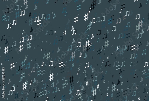 Light BLUE vector pattern with music elements.