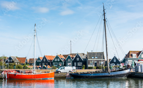 Marken, North Holland, Netherlands. Beautiful typical fisherman village houses in Marken.