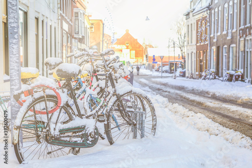 Bikes in the snow