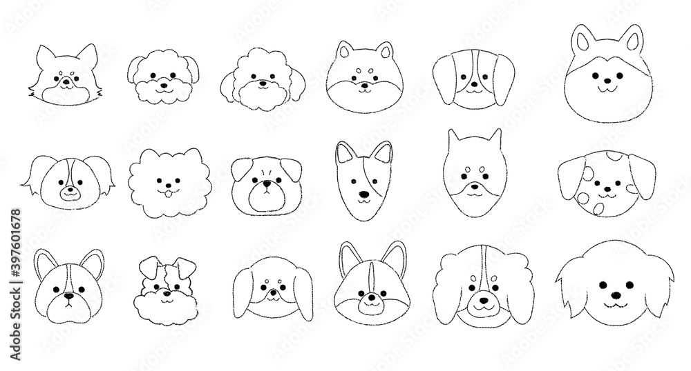 シンプルな犬のイラストセット シンプルな犬のイラストセット