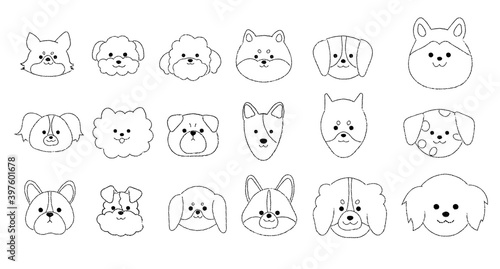 シンプルな犬のイラストセット
