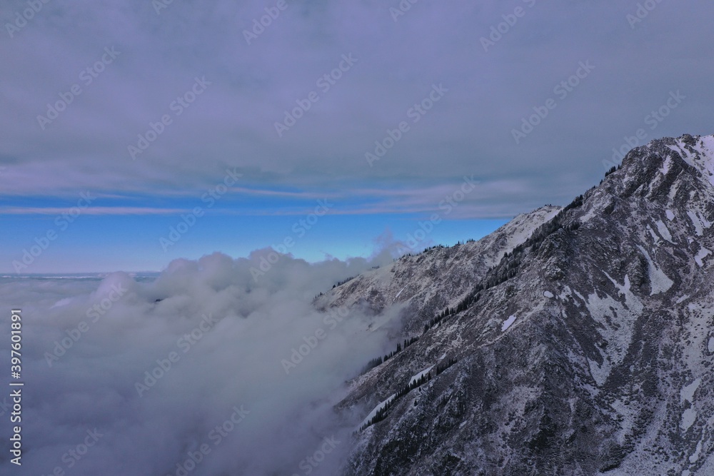 Cloud and sky in the mountain, snowing