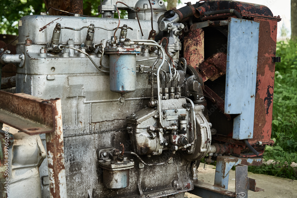 Part of old car motor engine. Machine technology Part of old car motor engine. Machine technology